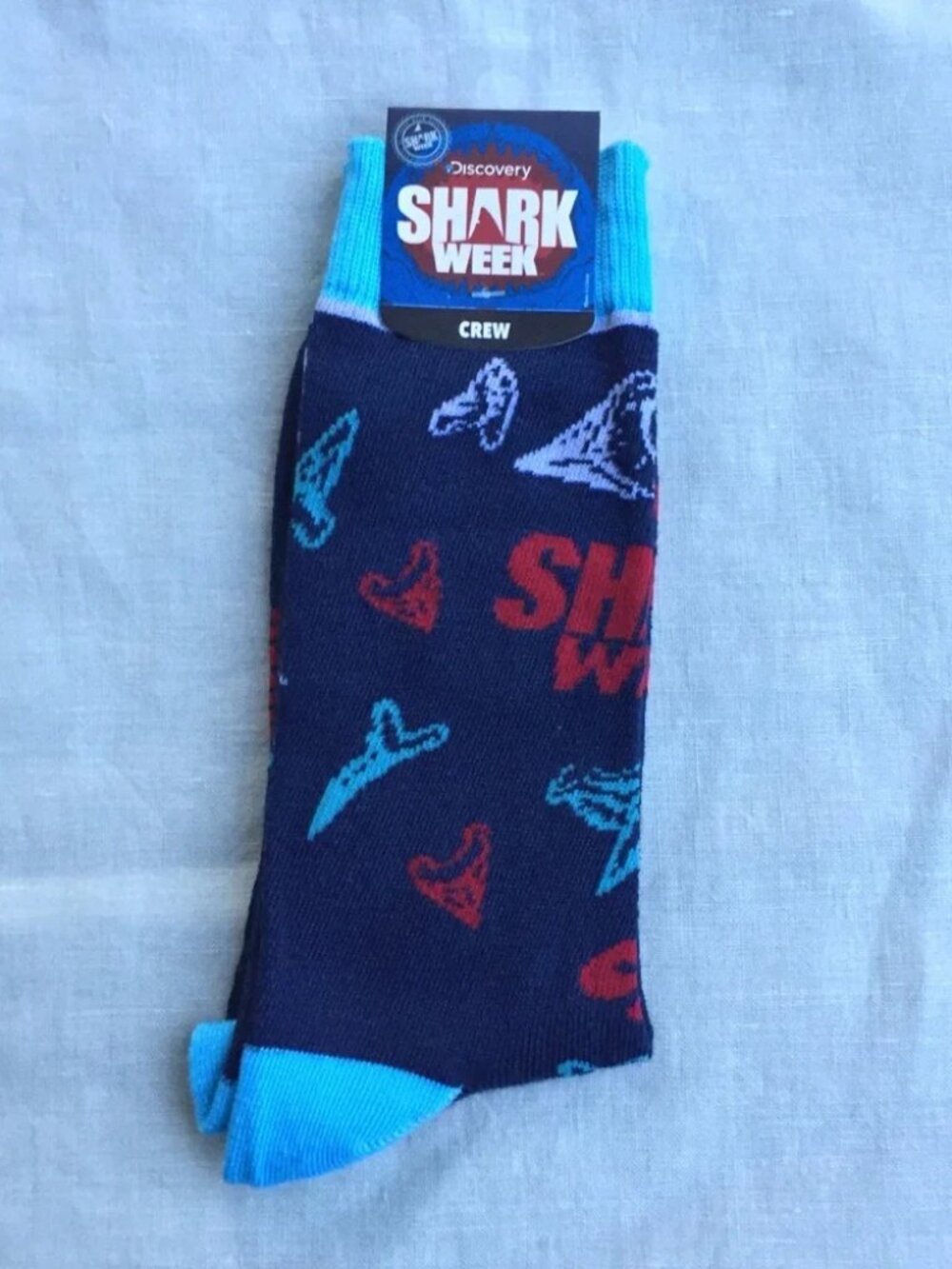 NWT Bioworld Discovery Shark Week teeth crew socks